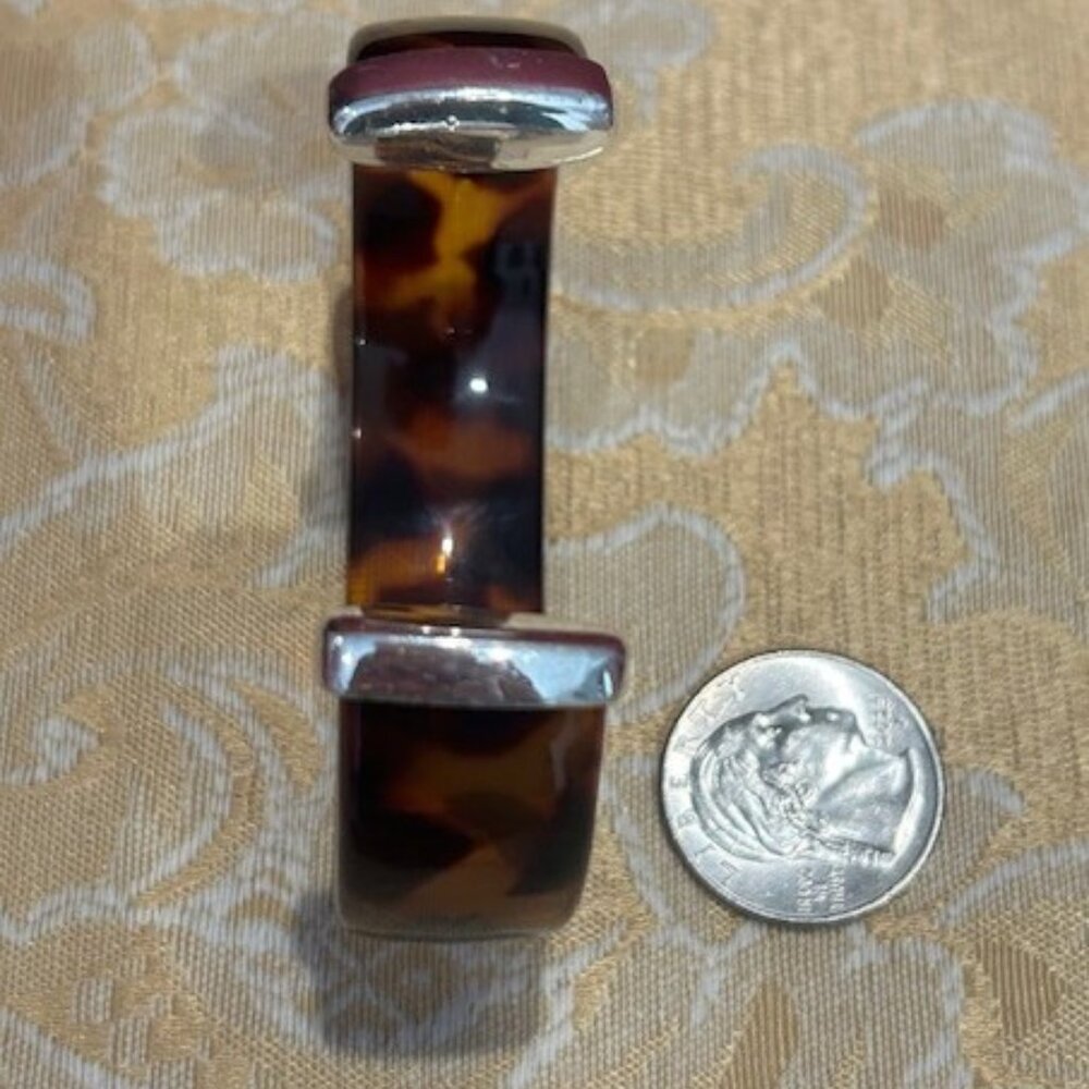 Lucite Tortoise Shell Silver Accent Cuff Bracelet - image 8